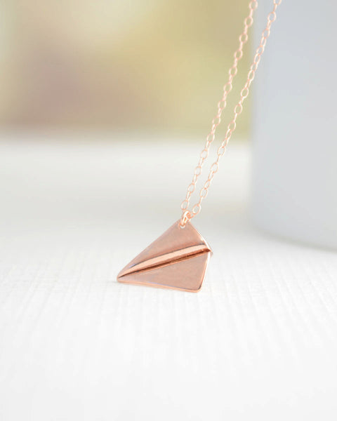 Rose Gold Dipped Take Flight Airplane Necklace – Gallivant Style