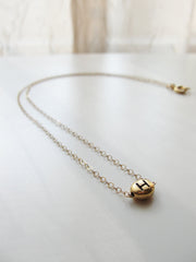 Gold necklace with initial bean charm - any letter - gold initial charm - 1107