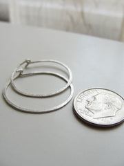 Hammered sterling silver hoop earrings - 3105