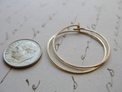Hammered gold or silver  hoops - simple, modern classic jewelry - 3104