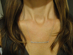Silver bar necklace - Hammered silver - 1123