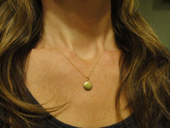 Tiny round locket - Simple locket gold necklace - 1118