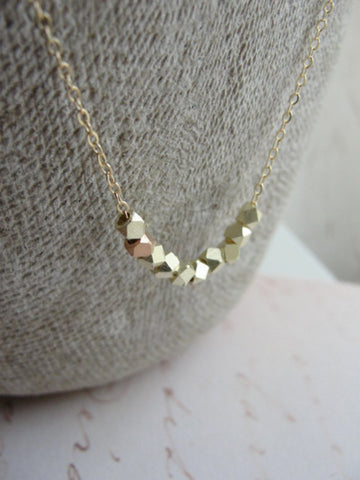 Petite gold and rose gold nugget necklace - gold and rose gold necklace - 1119