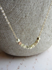 Petite gold and rose gold nugget necklace - gold and rose gold necklace - 1119