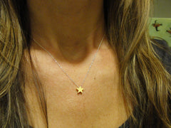 Gold star necklace on silver chain - simple dainty silver & gold jewelry - 1124