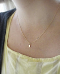 Tiny gold cross necklace - Small cross necklace - 1181