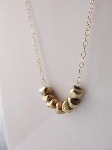 Gold nugget necklace - gold chunk necklace - chunky gold necklace - 1230