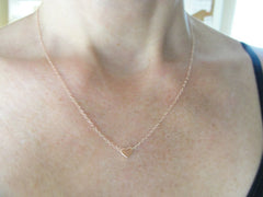 Rose gold heart initial necklace - rose gold necklace with rose gold stamped heart -1267