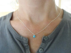 Tiny beach glass necklace - color dot necklace - 1152