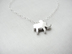 Silver necklace with elephant - lucky elephant necklace - tiny silver elephant - 1112