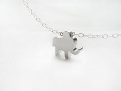 Silver necklace with elephant - lucky elephant necklace - tiny silver elephant - 1112