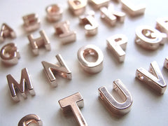 Tiny rose gold letter necklace - Rose gold initial on rose gold filled chain - 1101