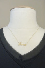 Gold love necklace - love script necklace in gold - 1128
