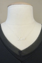 Silver love necklace - love script necklace in silver - 1128