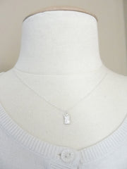 Tiny silver owl necklace - Cute quirky silver necklace with owl - 1145