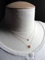 Superstar rose gold necklace - double strand rose gold star necklace - 1126