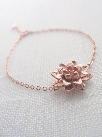 Rose gold flower bracelet - pink gold bracelet - 2103