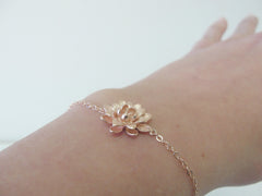 Rose gold flower bracelet - pink gold bracelet - 2103