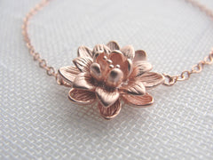 Rose gold flower bracelet - pink gold bracelet - 2103