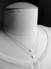 Rose gold double strand heart necklace - rose gold hearts on two rose gold filled chains - 1115