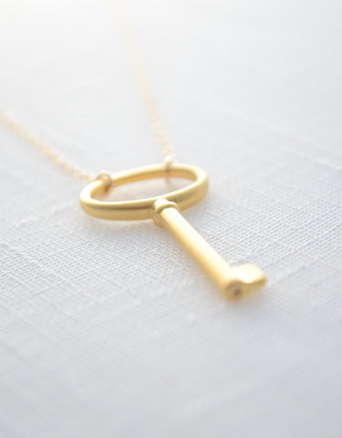 SALE 20% off - Gold Key Necklace - gold necklace with key - 1155