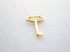 SALE 20% off - Gold Key Necklace - gold necklace with key - 1155