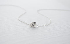 Silver necklace with heart initial - initial necklace - letter necklace -1106