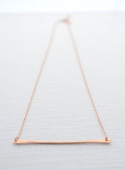 Rose gold long bar necklace  - rose gold necklace - Long bar on rose gold chain - 1123