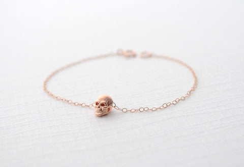 Rose gold skull bracelet - tiny skull bracelet in rose gold - 2105