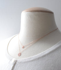 Rose gold double circle necklace - rose gold necklace with two disks - 1159