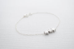 Silver star bracelet - silver star trio bracelet - silver bracelet with three stars