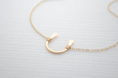 Gold horseshoe necklace - lucky gold necklace1113