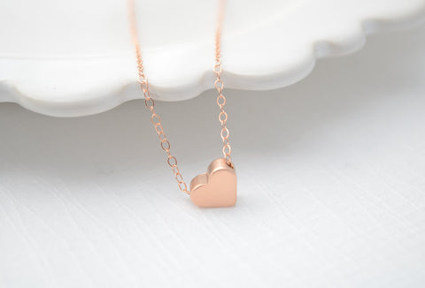 20% Off Rose gold heart necklace - rose gold necklace with rose gold heart -1116