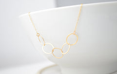 Gold oval links necklace - connected links necklace - entwined circles - 1122