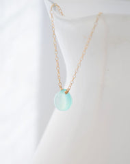 Gold necklace mint blue chalcedony - 1139