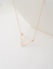 Rose gold triangle necklace - simple geometric arrow necklace - 1135