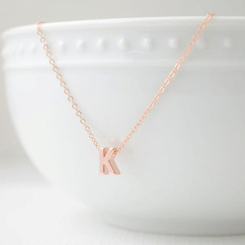 Rose Gold Tiny letter Bracelet - Initial Bracelet - 2120