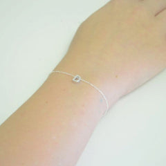 Rose Gold Tiny letter Bracelet - Initial Bracelet - 2120