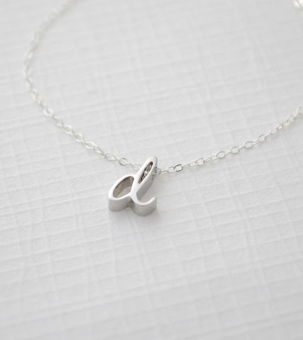 New silver initial pendant - cursive initial silver necklace - 1160