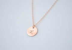 Rose gold initial necklace - rose gold letter - personalized necklace - 1125