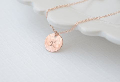 Rose gold initial necklace - rose gold letter - personalized necklace - 1125