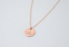 Rose gold initial necklace - rose gold letter - personalized necklace - 1125