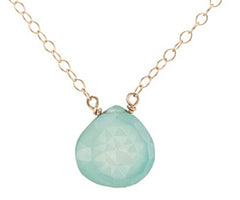 Gold necklace mint blue chalcedony - 1139