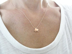 Tiny Gold Elephant Necklace - Gold filled chain with elephant charm - 1112