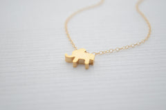 Tiny Gold Elephant Necklace - Gold filled chain with elephant charm - 1112
