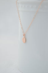 Tiny rose gold leaf necklace - small leaf rose gold necklace - tiny simple jewelry - 1143
