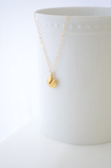 Gold fortune cookie necklace - fortune cookie on gold filled necklace - 1120