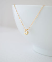 Tiny Gold Number Necklace - 1194