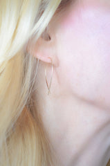 Silver inverted hoops - silver hoop earrings - 3124