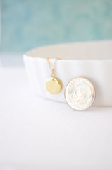Tiny round locket - Simple locket gold necklace - 1118
